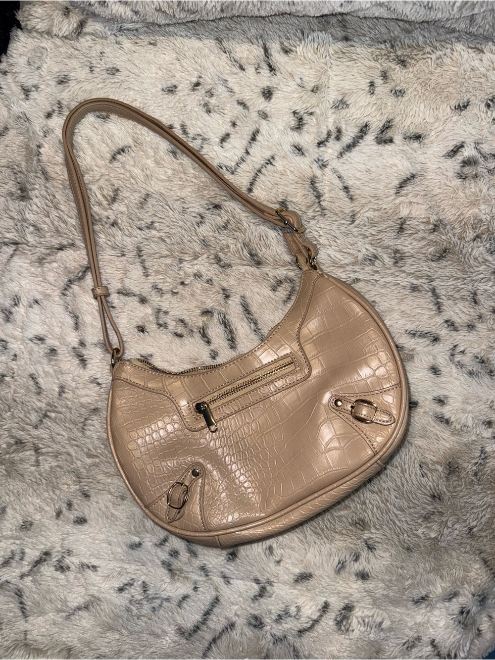 Tan crocodile/ snake skin fake leather shoulder Bag